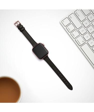 Pasek zamiennik skórzany do apple watch 38mm kolor czarny różowe złoto