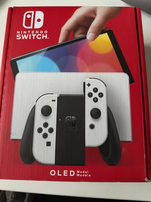Nintendo Switch OLED biały — komplet, stan bardzo dobry, reset fabrycz