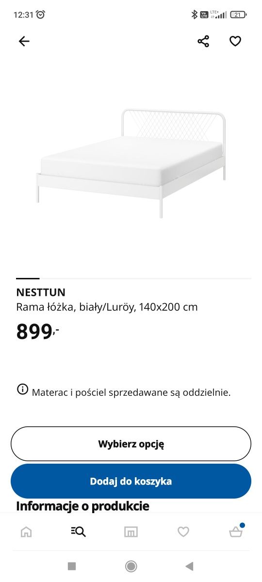 Łóżko podwójne Ikea