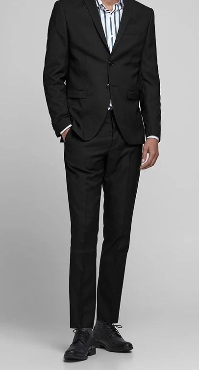 Spodnie męskie eleganckie do garnituru w kant czarne W33 L34 nowe