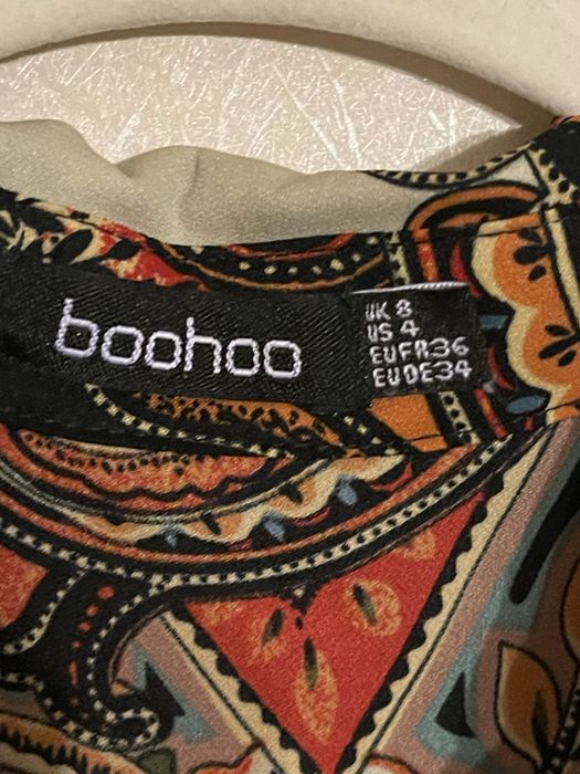 Tunika z paskiem sukienka długi rękaw kolorowa Boohoo rozmiar 36