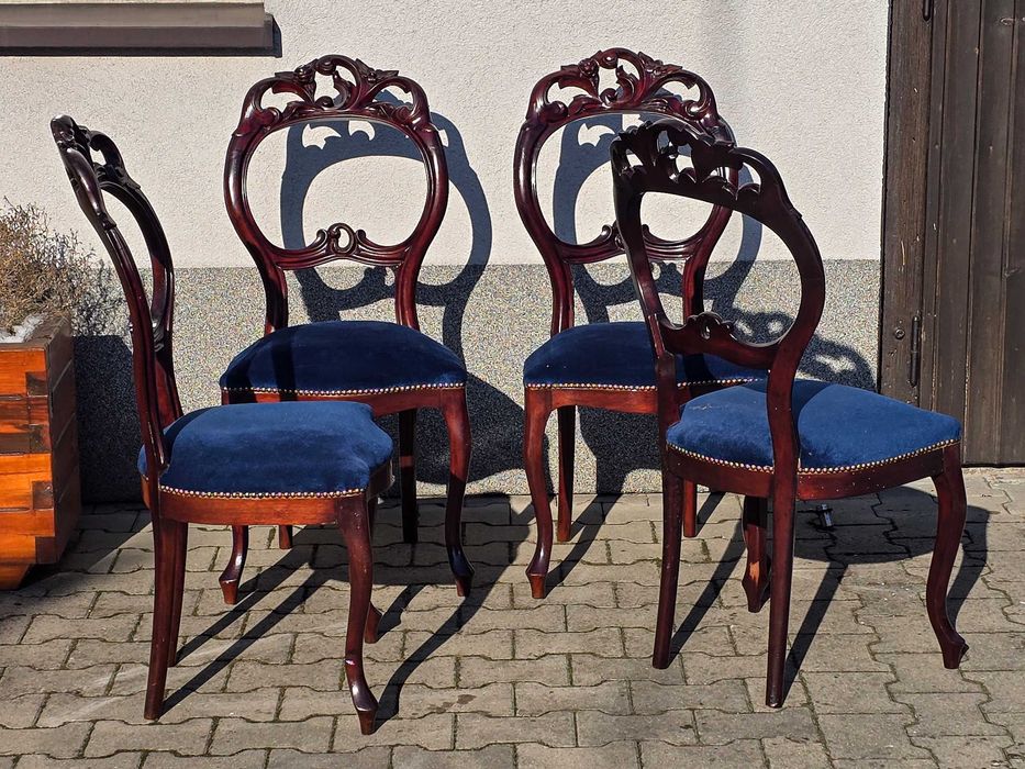 Komplet czterech krzeseł Ludwik Filip stylowe krzesła antyki stare