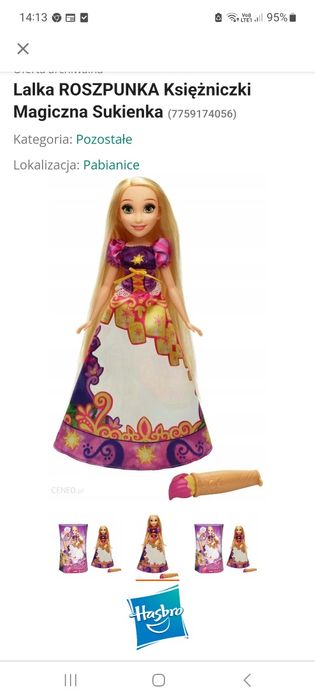 Lalka Roszpunka magiczna sukienka