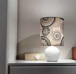 Lampa ceramiczna z abażurem z tkaniny "mandala", wysokość 36cm