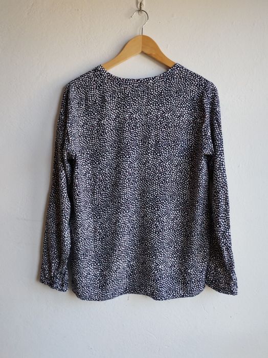 Koszula damska długi rękaw bluzka we wzorek czarna L 40 elegancka