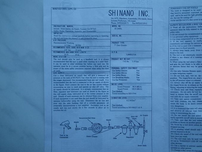 Пневматическая угловая шлифмашина SHINANO SI-2600L (Japan)