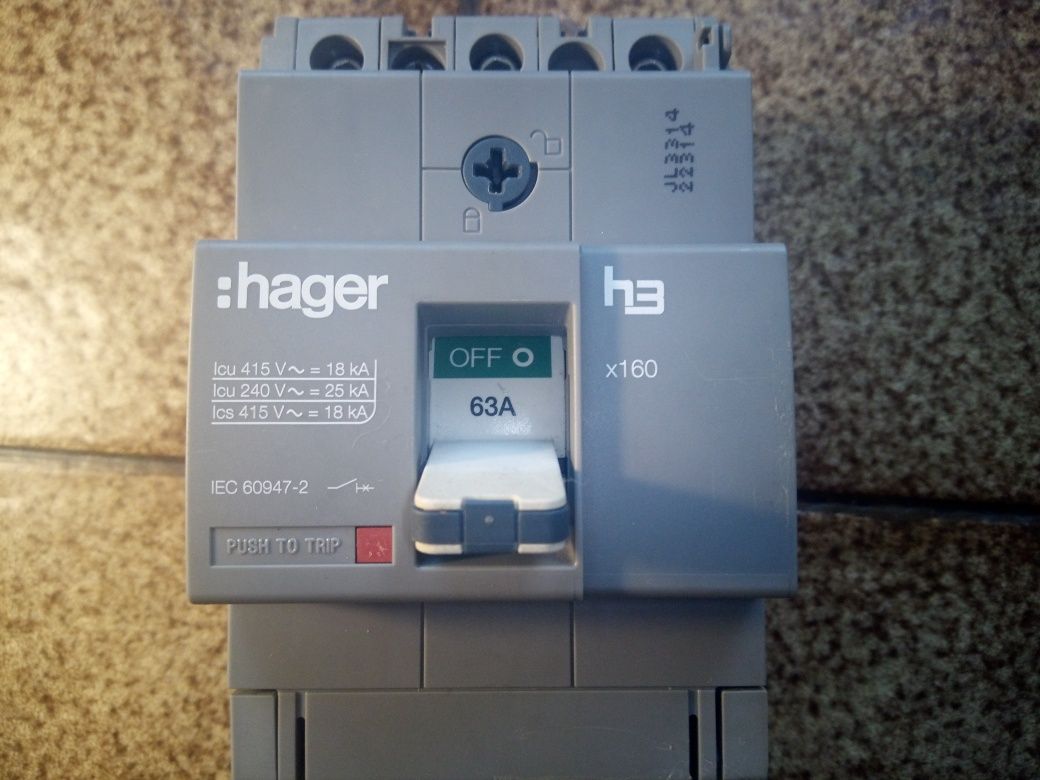 Автоматический выключатель Hager x160 HDA063L 63A автомат