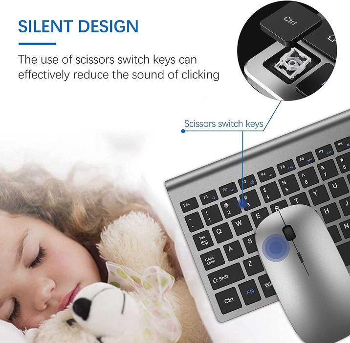 Zestaw klawiatury i myszy bezprzewodowej TopMate Ultra Slim, 2,4 GHz