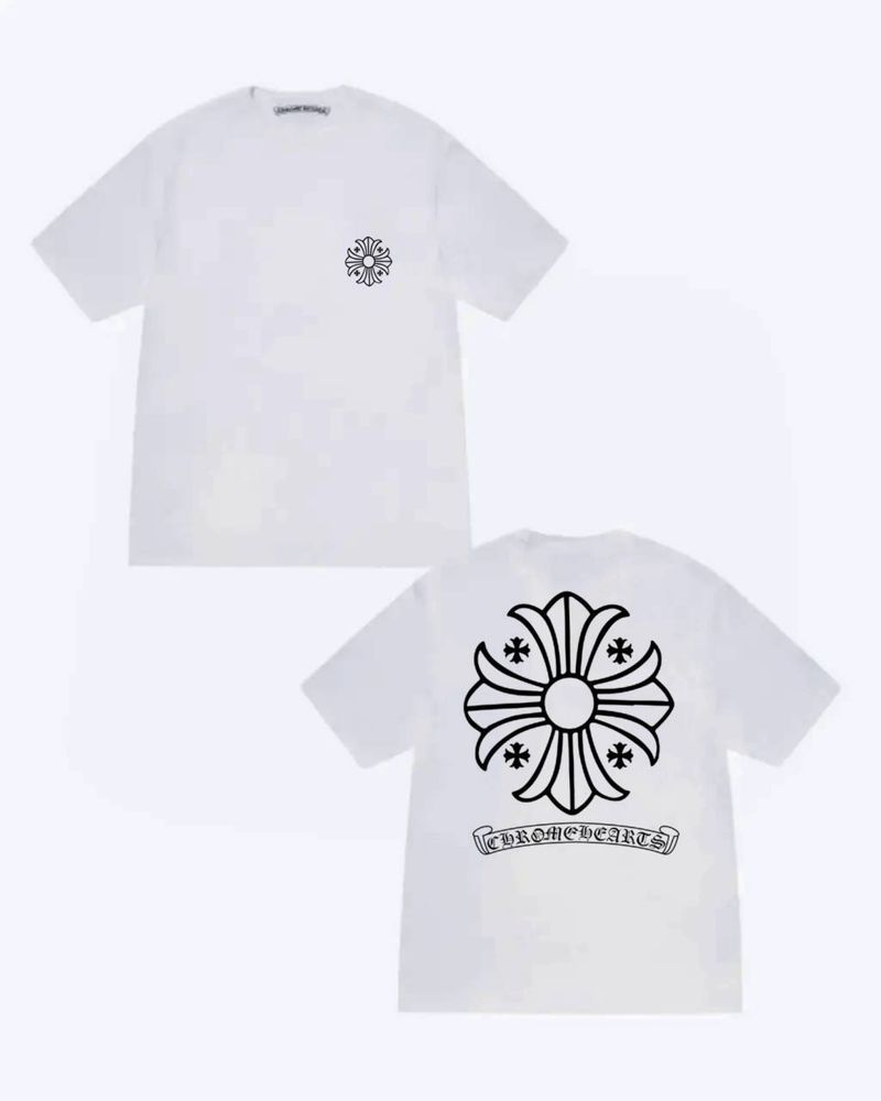 Мужская футболка Chrome Hearts Logo черная  белая унисекс Хром Хартс