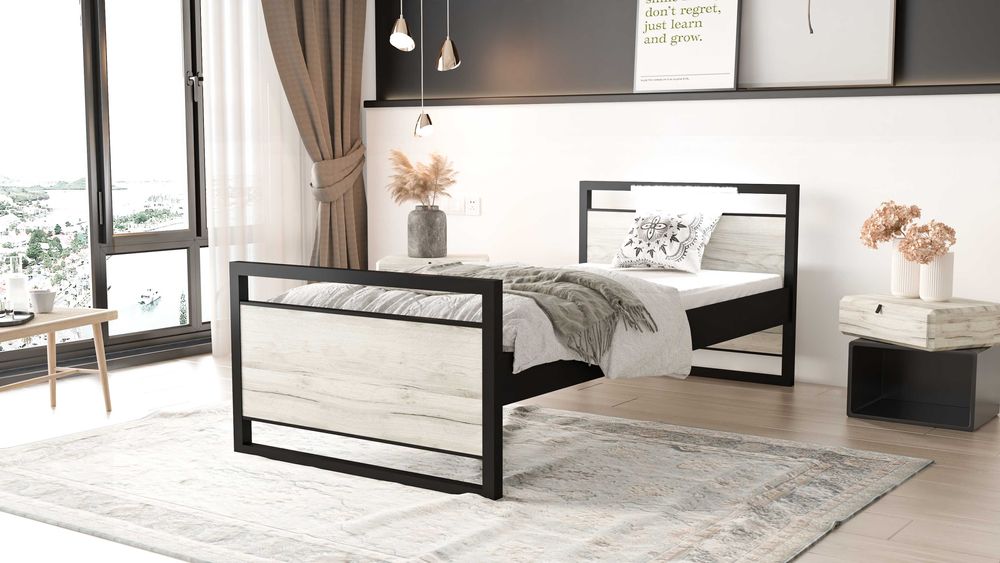 Łóżko Młodzieżowe 200/90 Z MATERACEM LOFT INDUSTRIAL oświetleniem LED