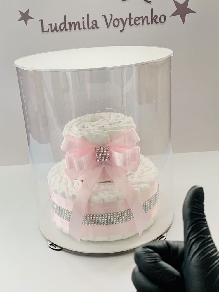 Памперсный торт из подгузников подарок новорожденной девочки в роддом