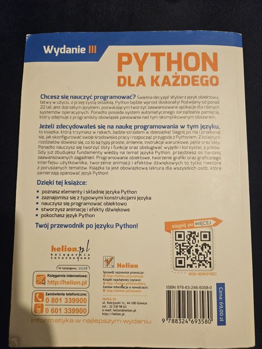 Python dla każdego. Podstawy programowania.
Michael Dawson

Rok wydani
