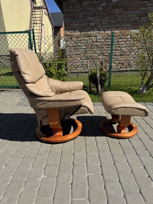 Крісло реклайнер Stressles шкіряне крісло для відпочинку (00103)