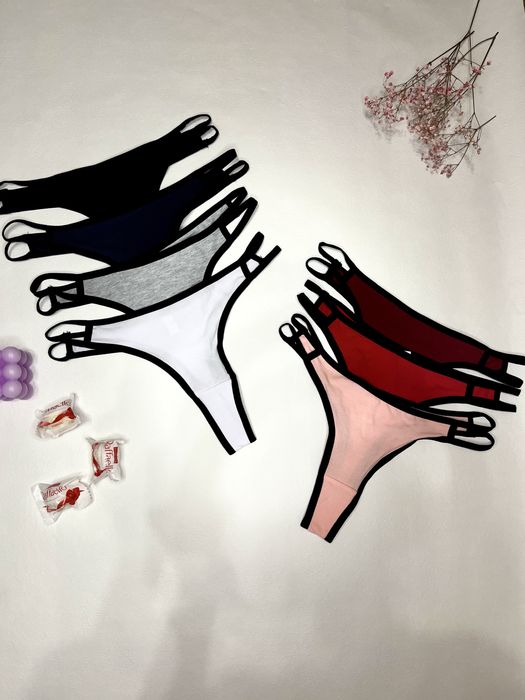 Зручні бавовняні трусики-стрінги у 7-ми кольорах