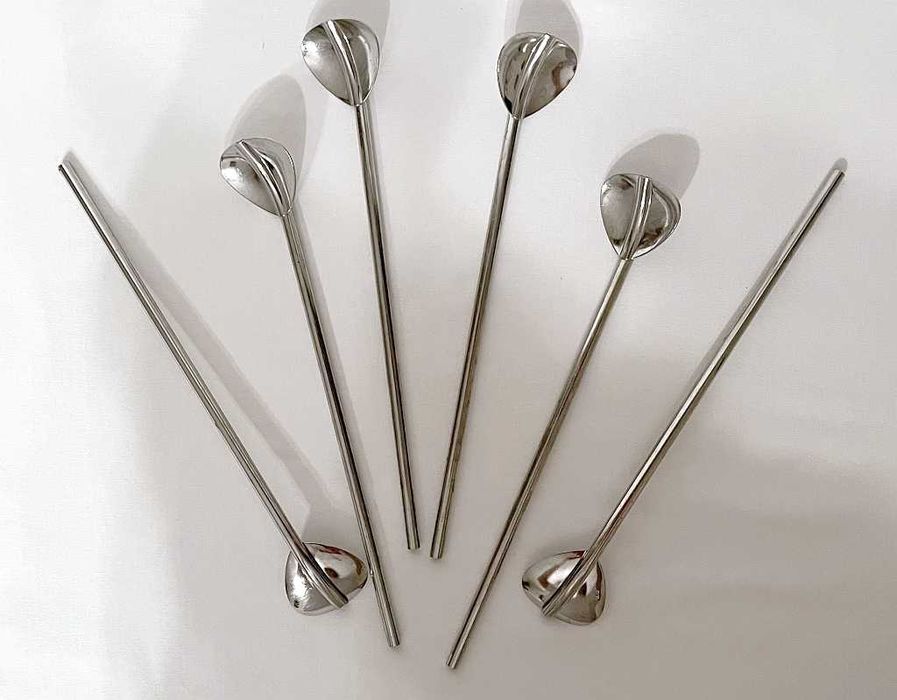 Słomki łyżki metalowa do koktajlu marki WMF 6 sztuk