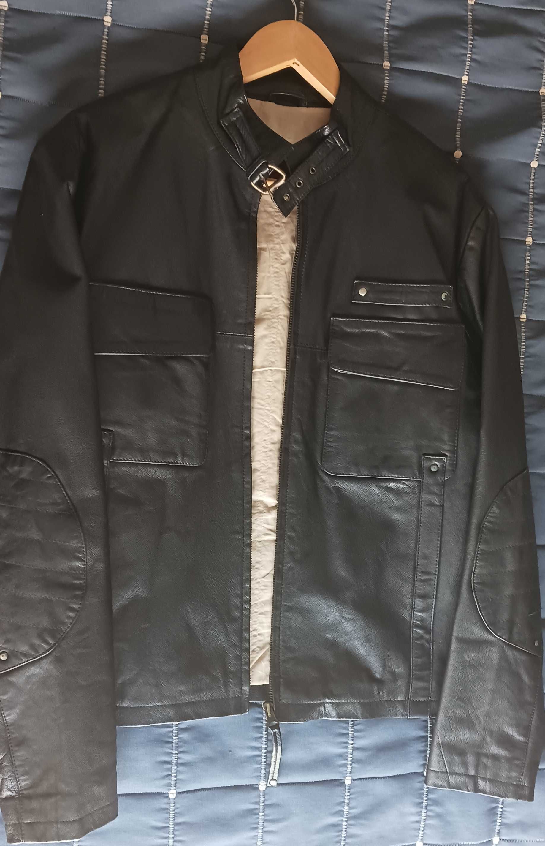 Casaco de cabedal preto/black leather jacket, tamanho L