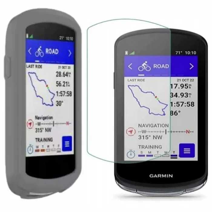 Zestaw garmin edge 1040 etui silikon szare + szkło hartowane ochrona