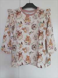 Nowa bluzka handmade labami 116 zwierzątka leśne