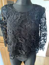 Czarna bluzka Zara gipiura koronka