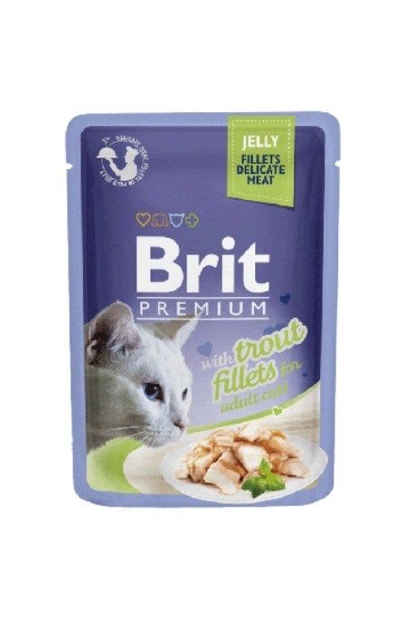 Brit premium cat pouch jelly fillets with trout for adult cats 4x 85g