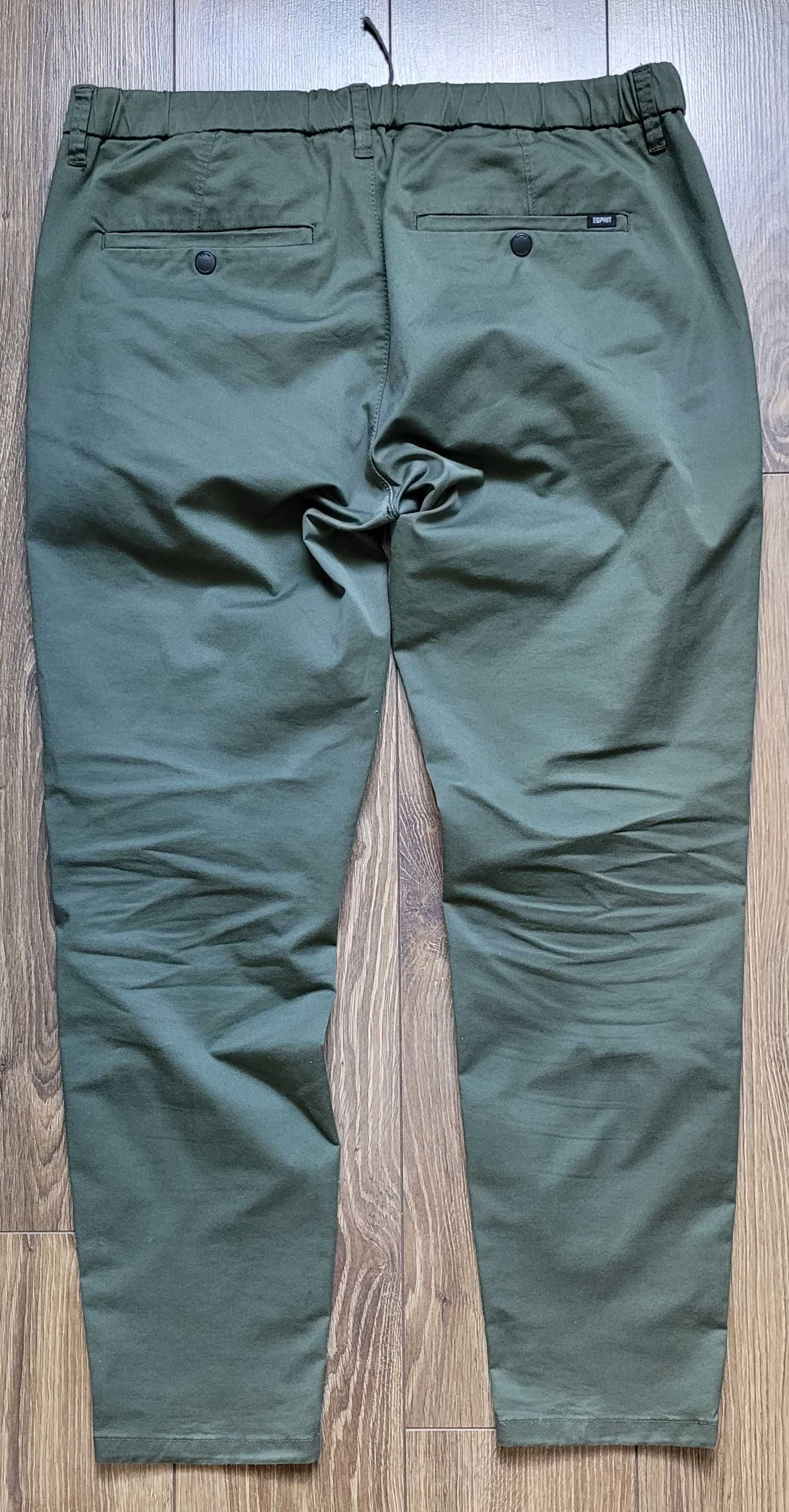spodnie Esprit 33/34 relaxed slim 100% bawełna khaki do kostek