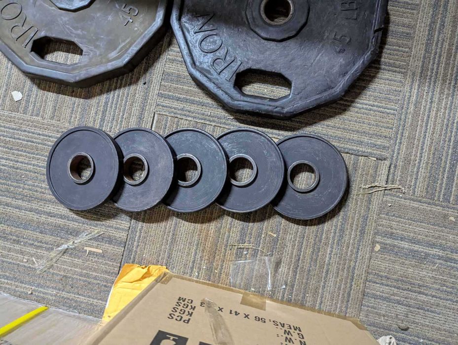 Бамперні обрезинені диски Iron Grip 2×45lb + 5 дисків по 5lb