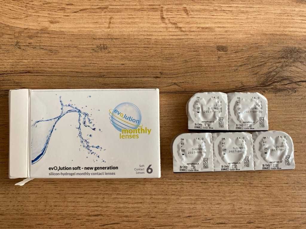 Soczewki Kontaktowe Evolution, miesięczne,-1,25, krzywizna 8,3 5 sztuk