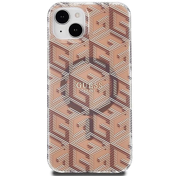 Etui Guess IML GCube MagSafe na iPhone 15 Plus / 14 Plus - brązowe