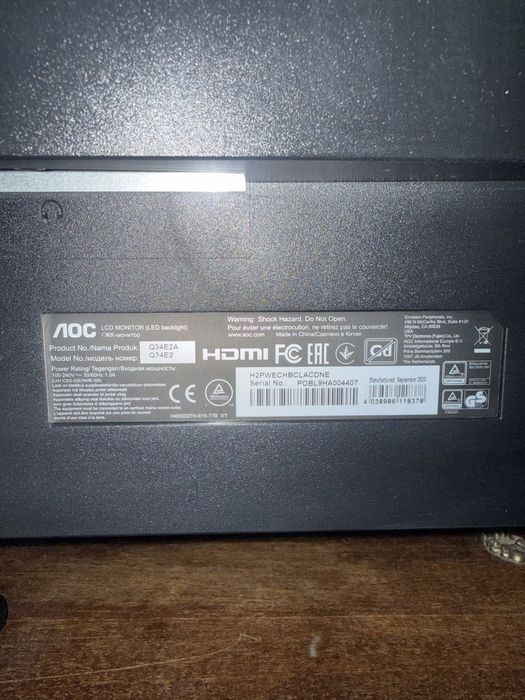 Monitor Ultrawide AOC Q34E2 34" IPS - Como Novo