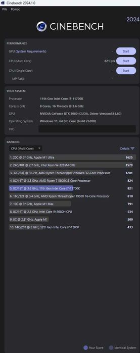 Komputer i7-11700K/Z590/MSI RTX 3080/32GB RAM/2x1TB NVMe/AIO 360
