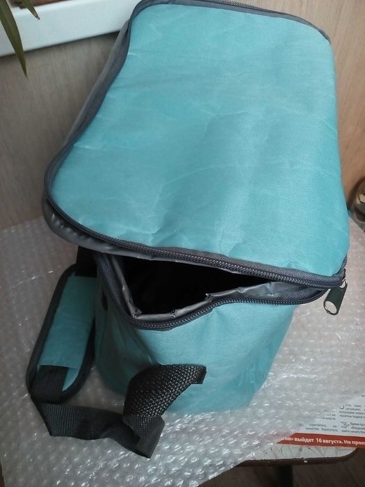 термосумка голубая с плечевым ремнём