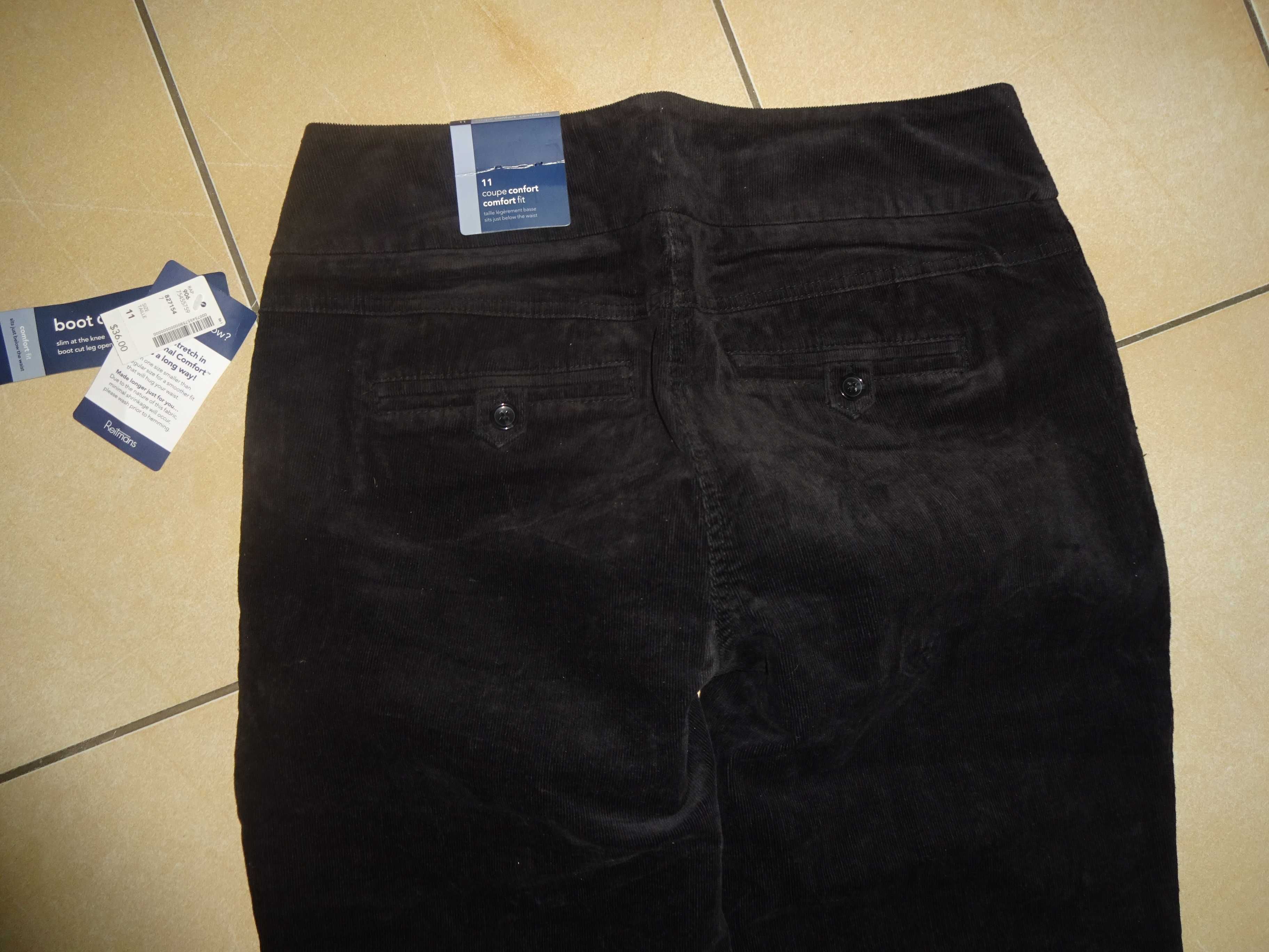 RETMANS Boot Cut Leg sztruksowe czarne spodnie r. 11