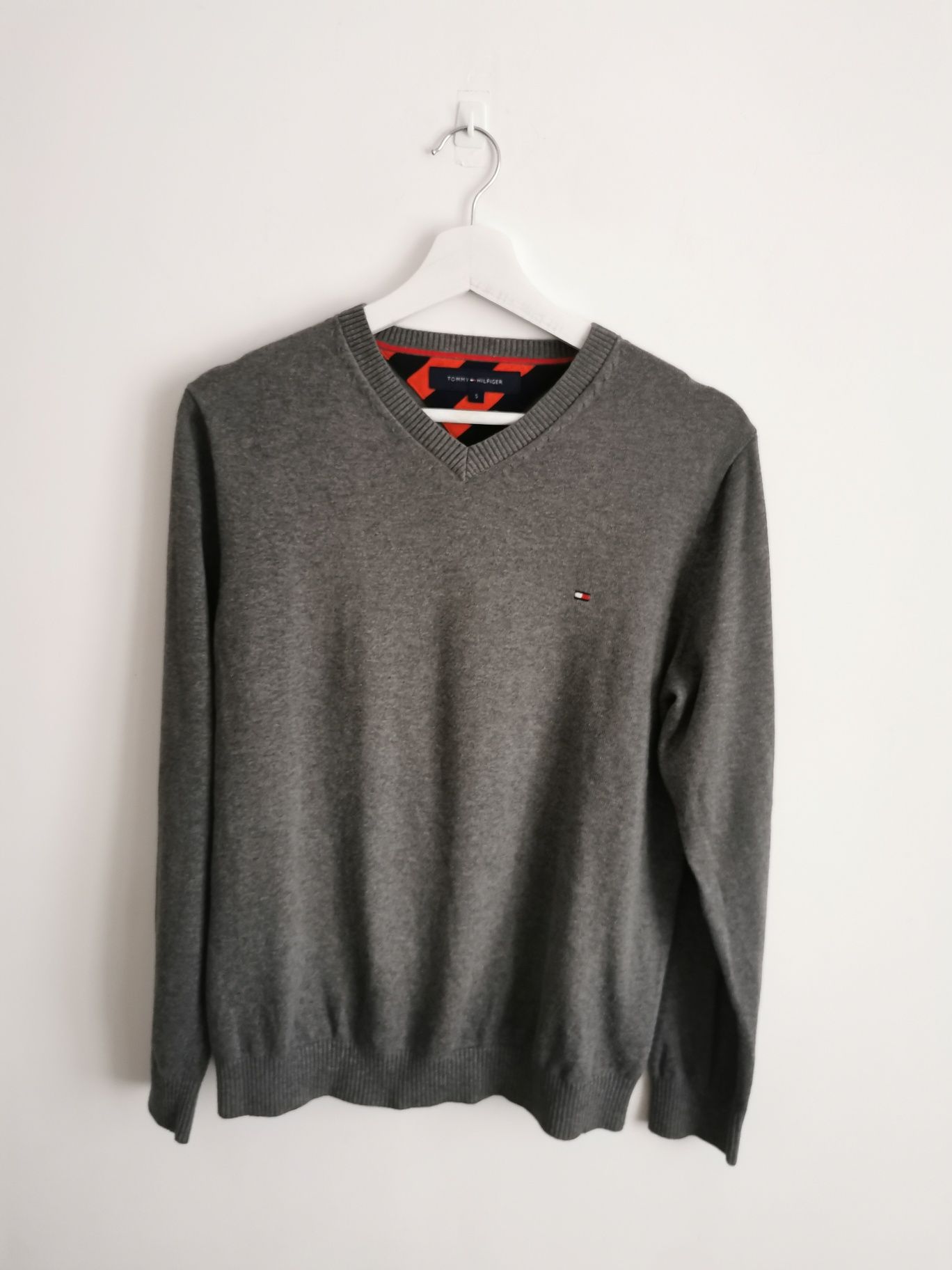 Tommy Hilfiger sweter w serek męski logowany bawełniany S/M