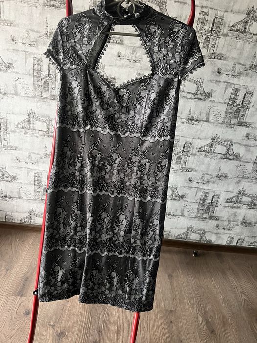 Сукня гіпюрова чорна-сіра