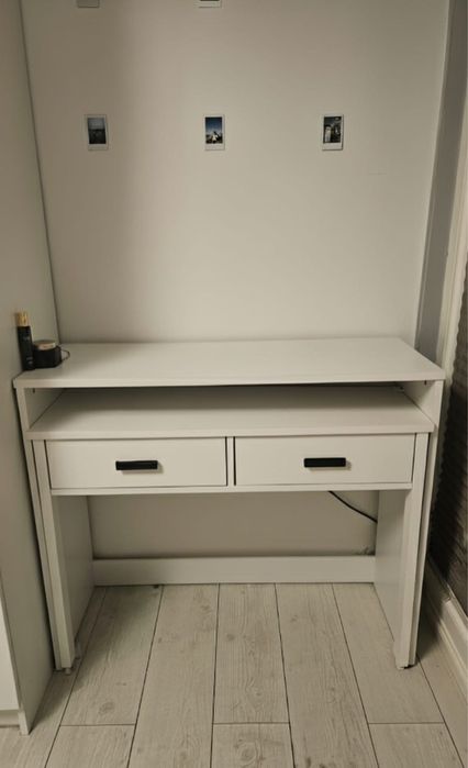 Biurko/toaletka 100x90x40 białe wysuwane z dwiema szufladami