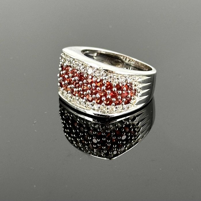 Srebro - Srebrny sygnet męski z Rubinami i Cyrkoniami - próba 925