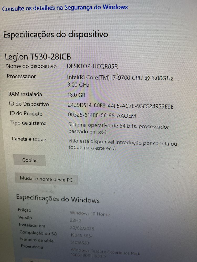 Computador Desktop Lenovo