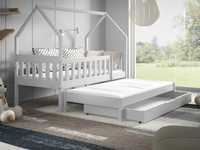 Dziecięce łóżko domek LUNA 2 z wysuwanym spaniem + materace
