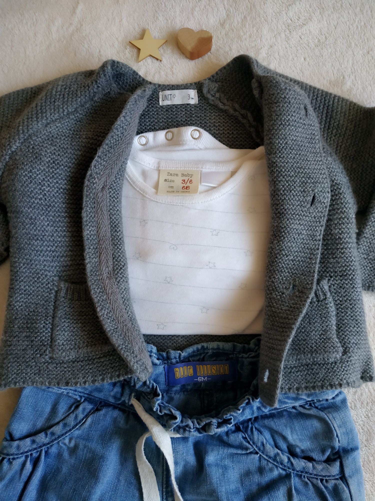 Conjunto bebé menina: body + casaco + calções + carapins 3-6 m 61-68cm