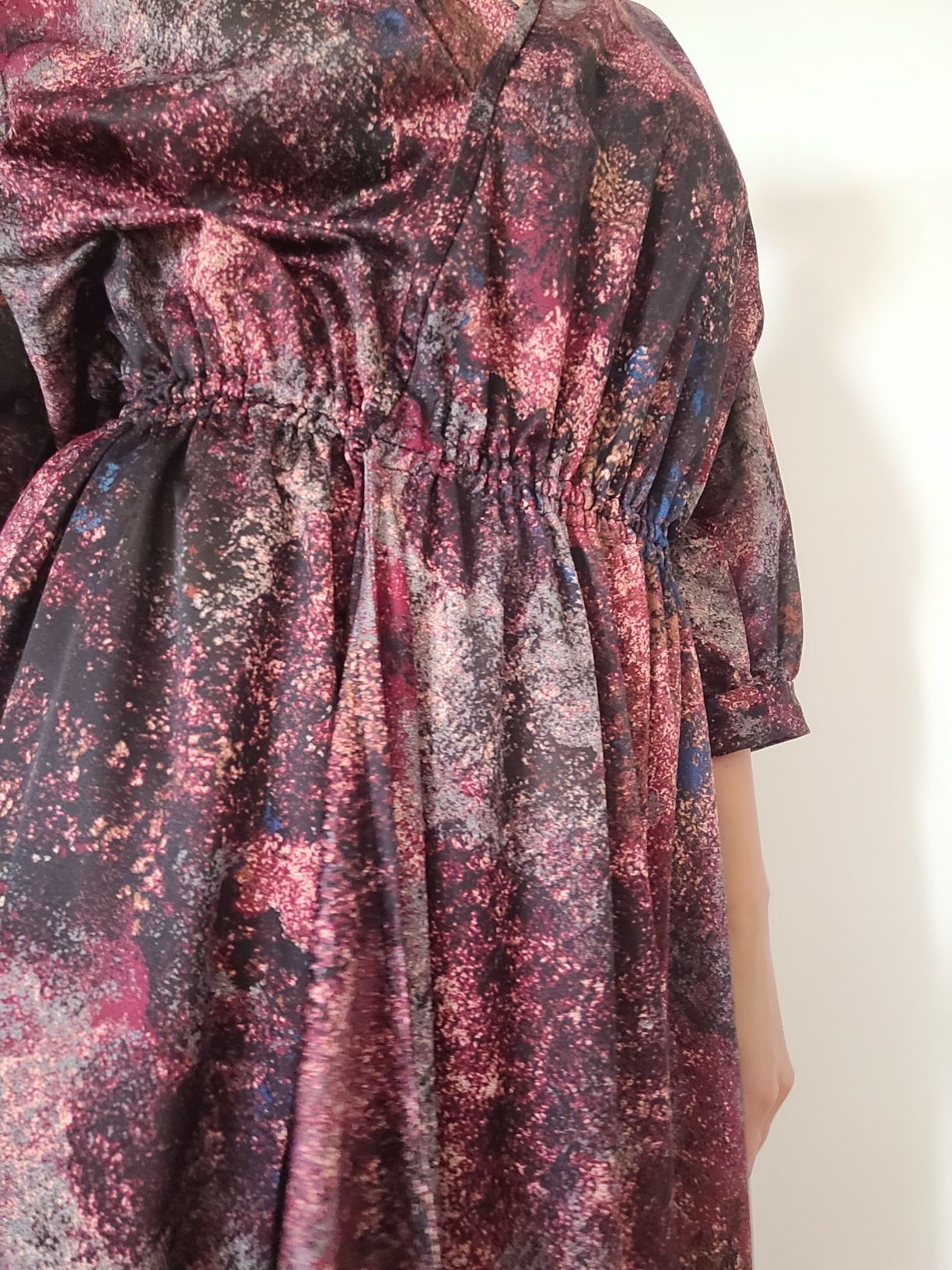 Piękna długa kolorowa sukienka oversize boho handmade