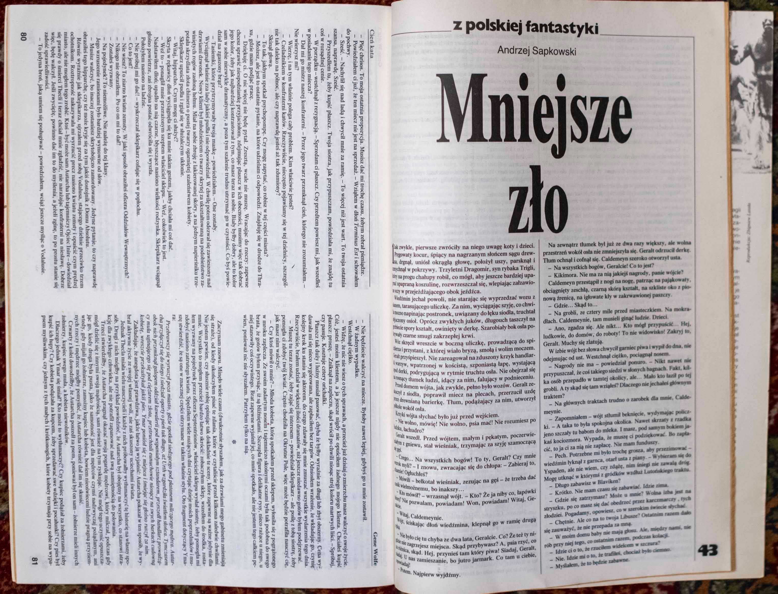 Fantastyka 90 nr 3 1990 Sapkowski Wiedźmin Geralt Witcher Mniejsze Zło