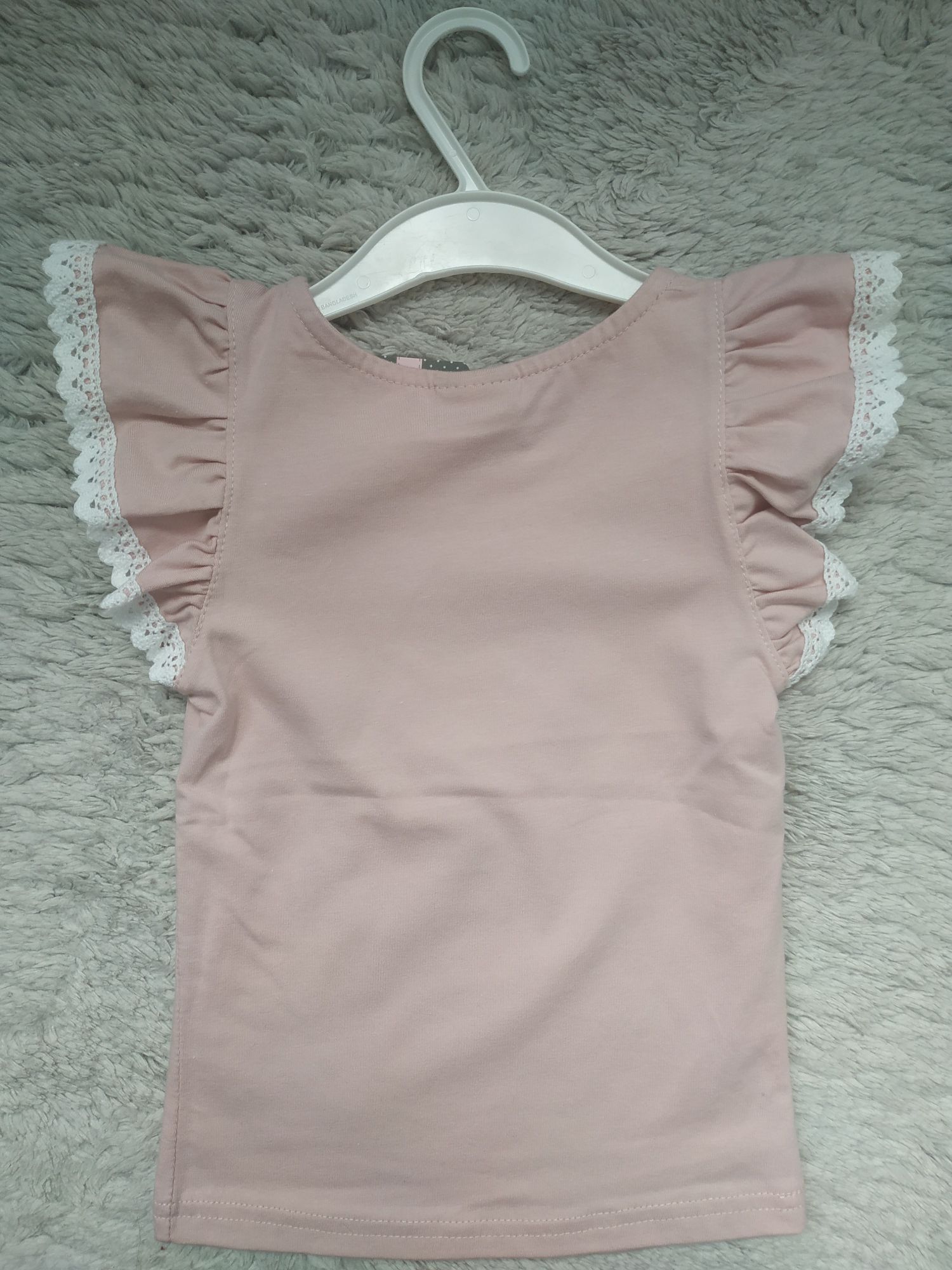 Nowa bluzka/krótki rękaw/lato/pudrowy róż/koronka/Lily Grey/r.104