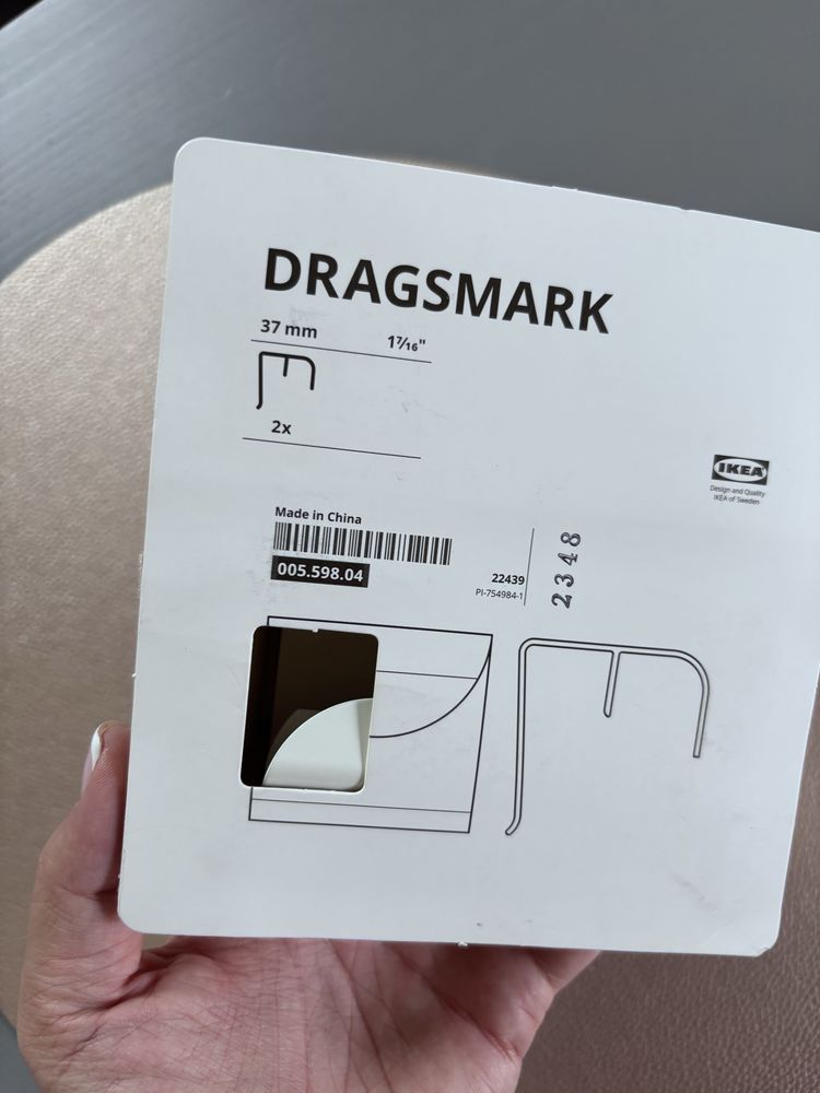 Ikea DRAGSMARK Uchwyt zaciskany, biały, 40 mm 2sztuki nowe