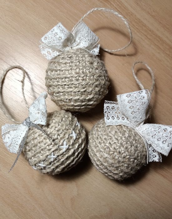 Набір новорічних ялинкових кульок ручної роботи