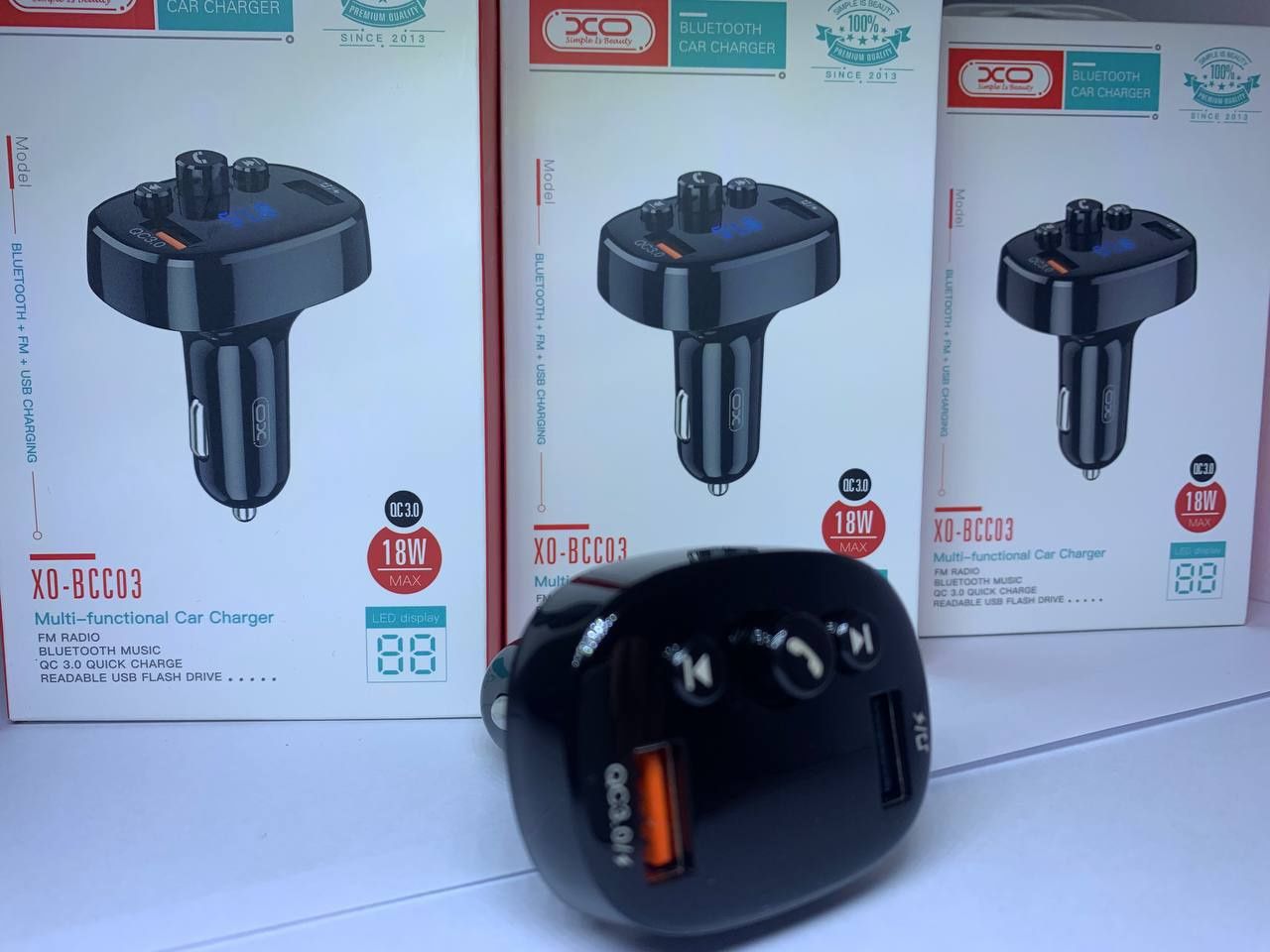 FM-трансмітер XO-BCC03 car charger 18W QC 3.0 (Чорний)