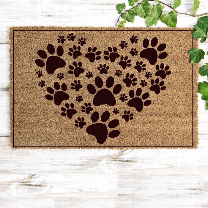 Wycieraczka pod drzwi gruba 60x90cm mata do butów SERCE ŁAPKI