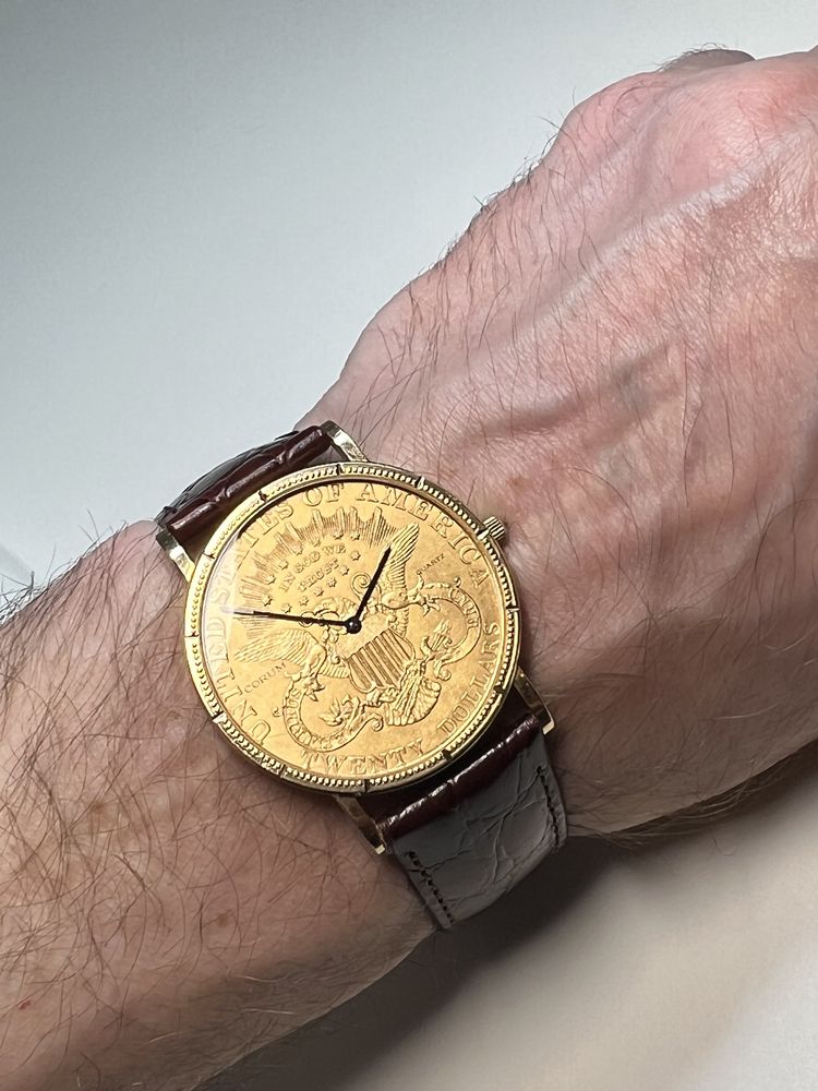 Золотые наручные часы CORUM Coin Watch 20$ DOLLAR COIN