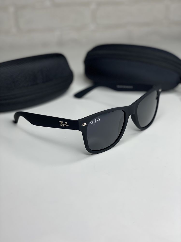 Мужские солнцезащитные очки Ray Ban POLARIZED черные Wayfarer рей бен