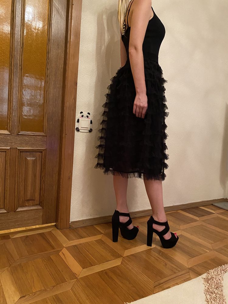 Черное вечернее, выпускное, праздничное платье размер S