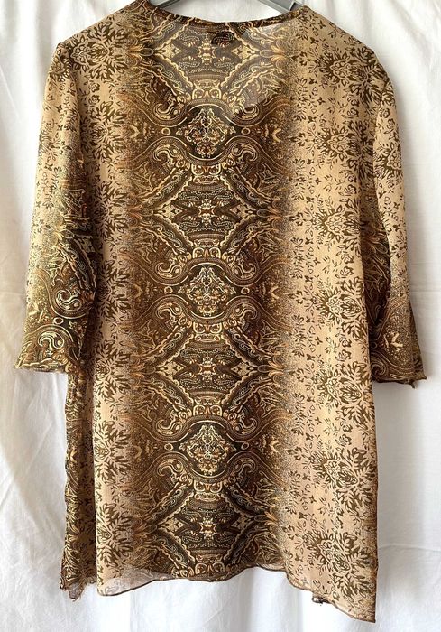 Zwiewna wzorzysta tunika boho XL-XXL (44-46) rękaw 3/4